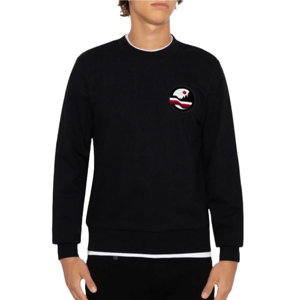 Canali Sweatshirt Black Cotton Embroidered Logo Black Edition XXL NWT